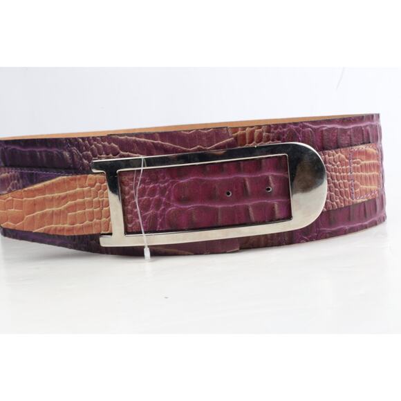 Purple Croco Embossed Leather Wide Waist Belt Size 90 Statement Classic main image 4